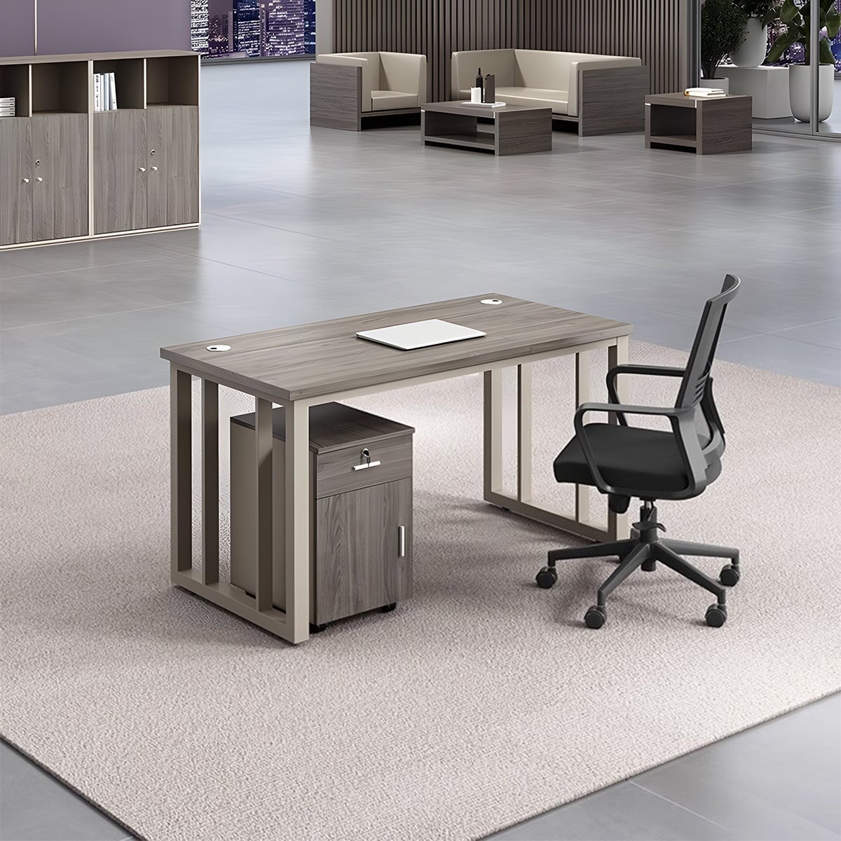 トップパネル スチールフレーム 安定性 キャビネット キャスター 錠付き 配線孔キャップ デスク オフィスデスク 事務所 落ち着き 機能的 カスタマイズ可能 BGZ-C077