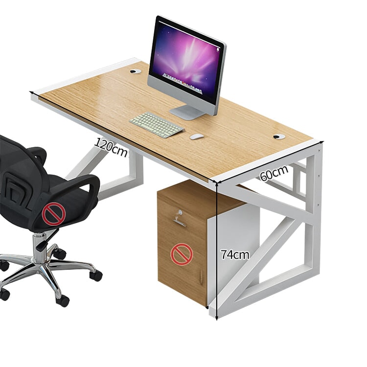 スチールフレーム 三角構造 安定性 エコ板材 配線孔 デスクトップパネル 木目調 デスク オフィスデスク 穏やか シンプル 簡素 カスタマイズ可能 BGZ-C082