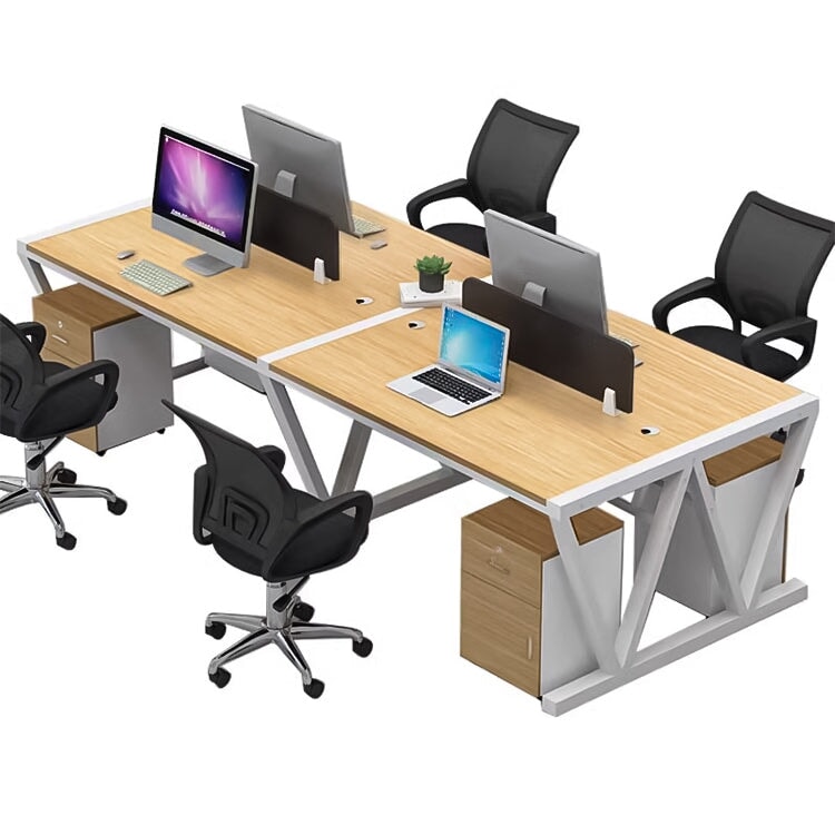 スチールフレーム 三角構造 安定性 エコ板材 配線孔 デスクトップパネル 木目調 デスク オフィスデスク 穏やか シンプル 簡素 カスタマイズ可能 BGZ-C082