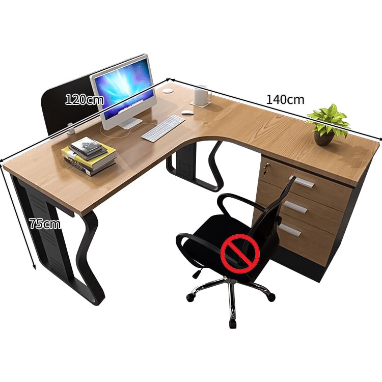 メラミン化粧板 頑丈 デスクトップパネル L字型 ゆとり キャビネット 引き出し 錠付き デスク オフィスデスク 木目調 穏やか 実用 カスタマイズ可能 BGZ-C086