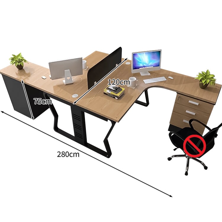 メラミン化粧板 頑丈 デスクトップパネル L字型 ゆとり キャビネット 引き出し 錠付き デスク オフィスデスク 木目調 穏やか 実用 カスタマイズ可能 BGZ-C086