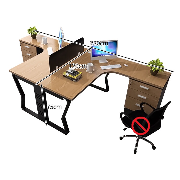 メラミン化粧板 頑丈 デスクトップパネル L字型 ゆとり キャビネット 引き出し 錠付き デスク オフィスデスク 木目調 穏やか 実用 カスタマイズ可能 BGZ-C086