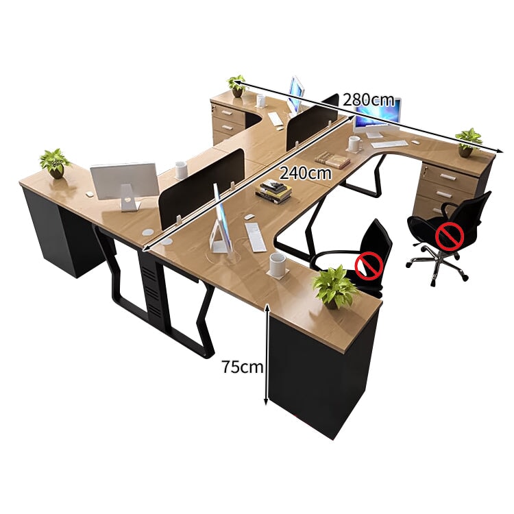 メラミン化粧板 頑丈 デスクトップパネル L字型 ゆとり キャビネット 引き出し 錠付き デスク オフィスデスク 木目調 穏やか 実用 カスタマイズ可能 BGZ-C086