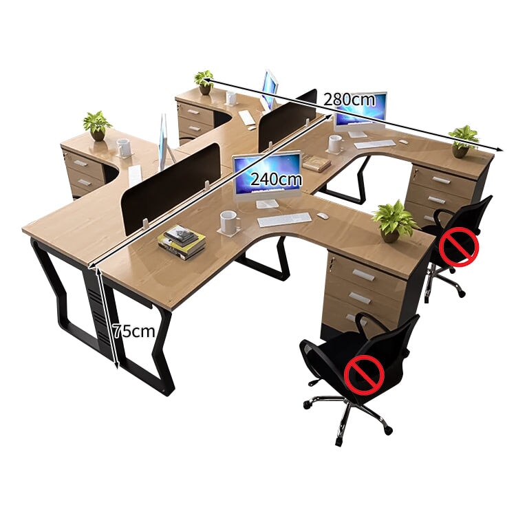 メラミン化粧板 頑丈 デスクトップパネル L字型 ゆとり キャビネット 引き出し 錠付き デスク オフィスデスク 木目調 穏やか 実用 カスタマイズ可能 BGZ-C086