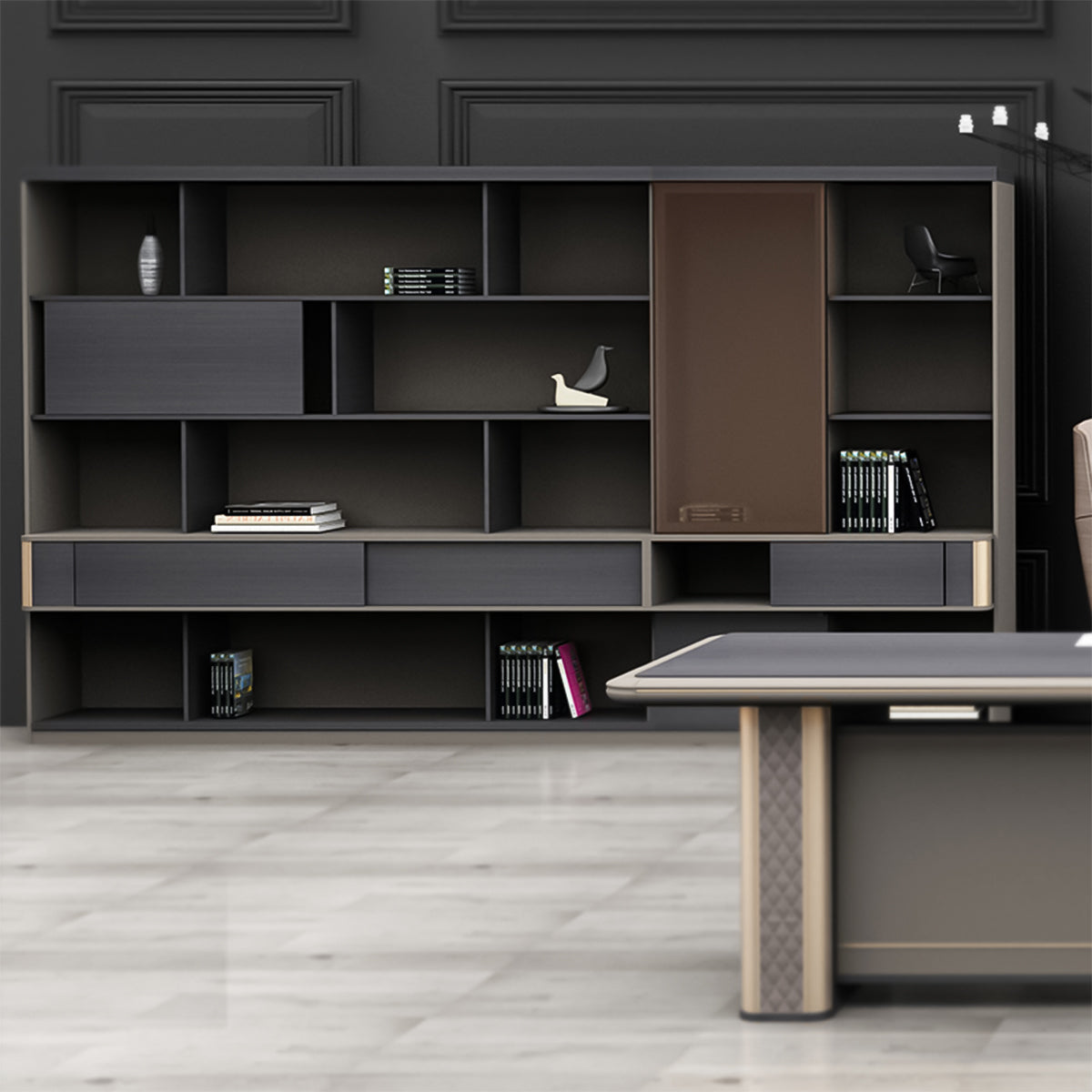 引き戸 省スペース オープン収納 扉付き収納 大容量 分類収納 収納キャビネット 収納棚 キャビネット 木目調 ダークトーン 落ち着き カスタマイズ可能 CWG-C009