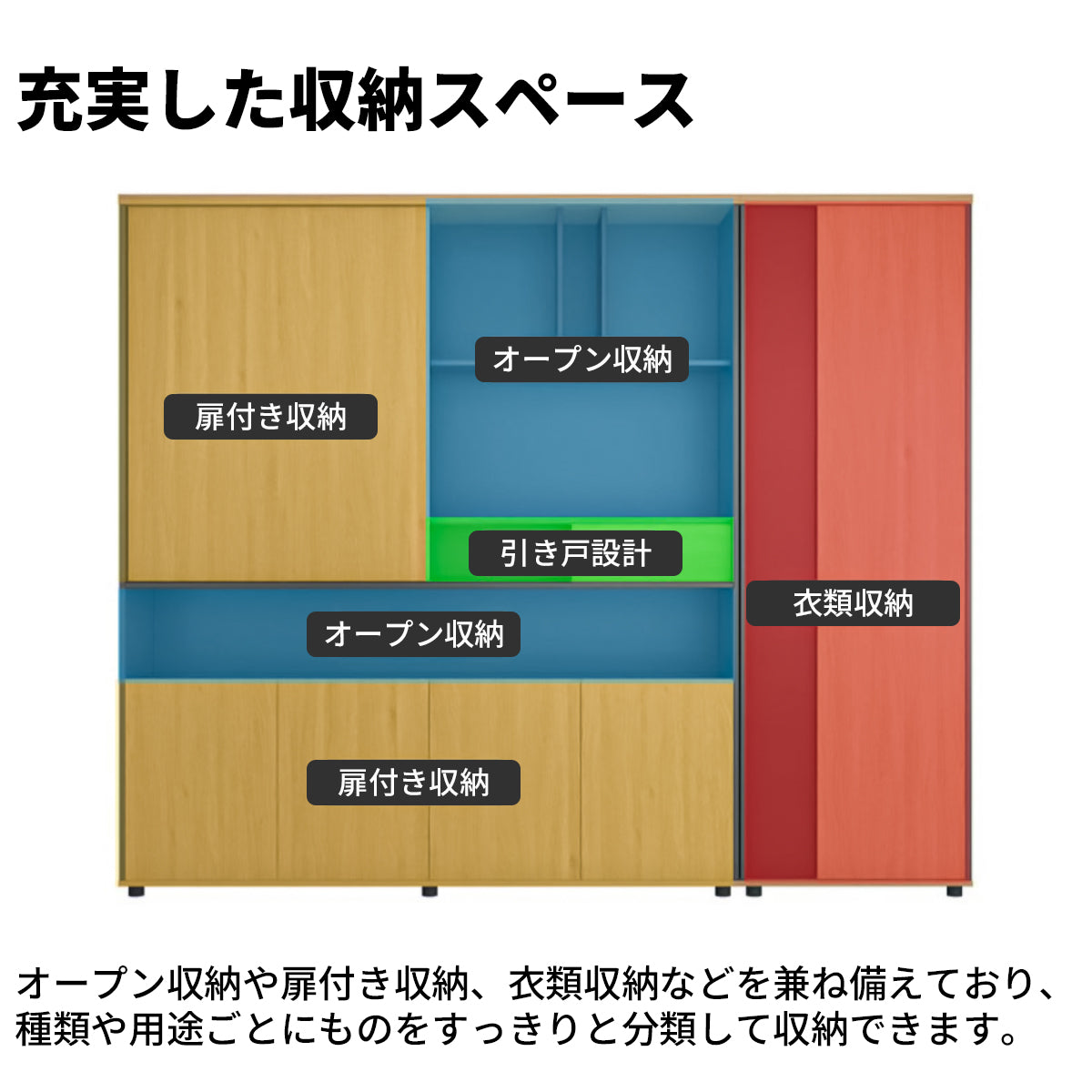 エコ板材 厚み 頑丈 耐久性 オープン収納 扉付き 多段式 収納キャビネット キャビネット 落ち着き 穏やか 木目調 おしゃれ CWG-C022