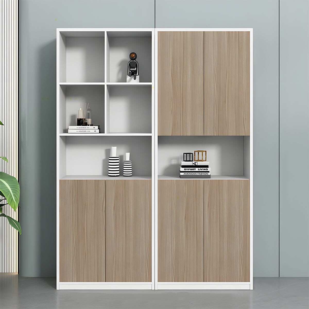 多段式 大容量 分類収納 エコ板材 丈夫 蝶番 耐久性 台輪 安定性 収納棚 キャビネット オフィスキャビネット 木目調 使い勝手 実用 カスタマイズ可能 CWG-C030 chickagu