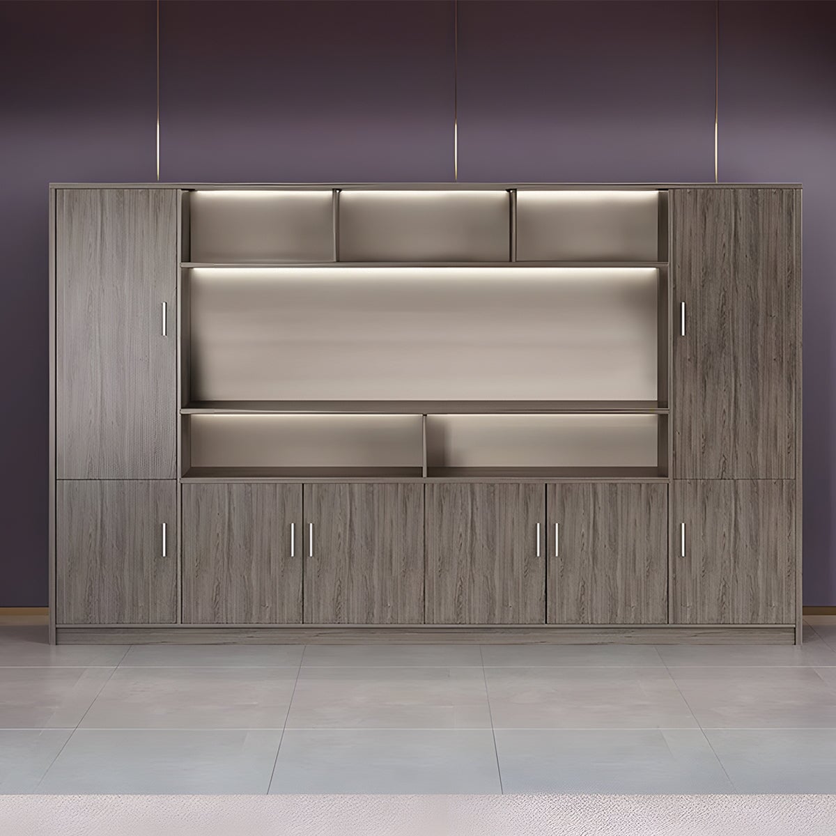 役員室用 書斎用 オープン収納 扉付き 高級感 オフィスキャビネット ディスプレイラック 本棚 キャビネット 収納ラック 収納棚 ウォールナット カスタマイズ可能 CWG-C031 chickagu