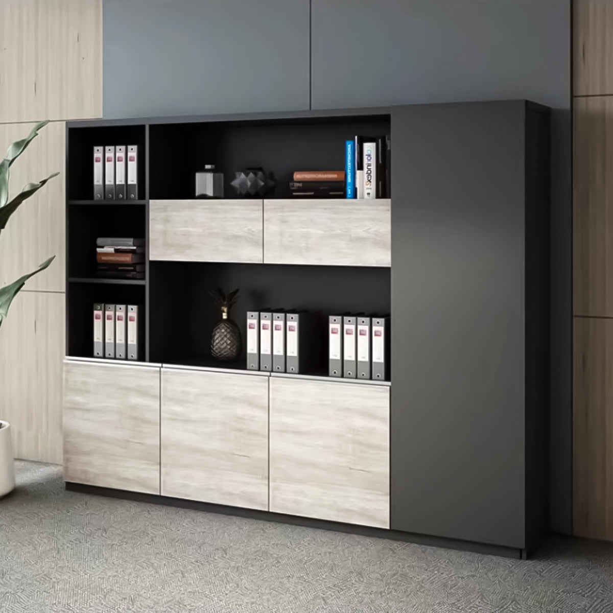 エコ板材 頑丈 耐久性 オープン収納 扉付き 多段式 衣類収納 大容量 収納キャビネット キャビネット 棚 洗練 実用 カスタマイズ可能 CWG-C035