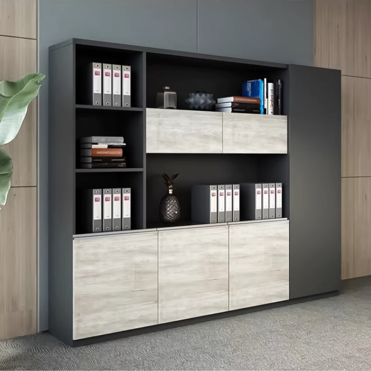 エコ板材 頑丈 耐久性 オープン収納 扉付き 多段式 衣類収納 大容量 収納キャビネット キャビネット 棚 洗練 実用 カスタマイズ可能 CWG-C035