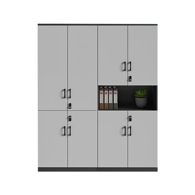 大容量 多段式 分類収納 可動棚板 三段階調節 ダイヤル錠 台輪 安定性 メラミン化粧板 収納キャビネット ロッカー キャビネット 実用 モダン ホワイト カスタマイズ可能 CWG-C046