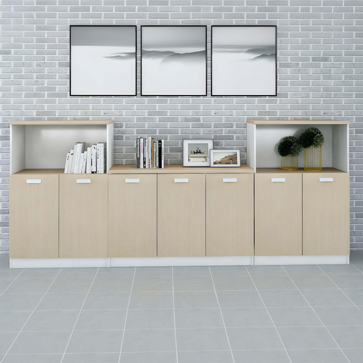 大容量 扉付き ホコリ防止 バイカラーデザイン 木目調 厚い棚板 キャビネット 収納キャビネット 落ち着き 洗練 シンプル カスタマイズ可能 CWG-C063