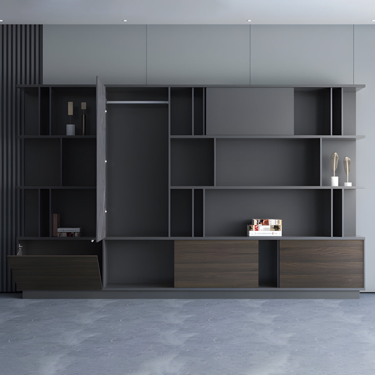 エコ板材 扉付き オープン収納 衣類収納 キャビネット 収納キャビネット 棚 大容量 木目調 落ち着き カスタマイズ可能 CWG-C076