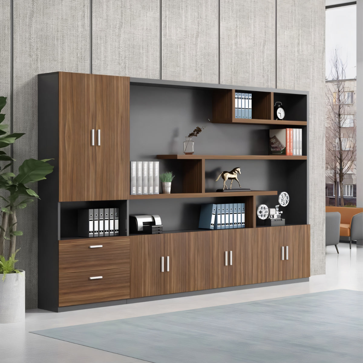 オープン式収納 扉付き 引き出し 取っ手 蝶番 物干し竿 収納キャビネット キャビネット 収納 ワードローブ 機能的 使い勝手 実用 CWG-C082