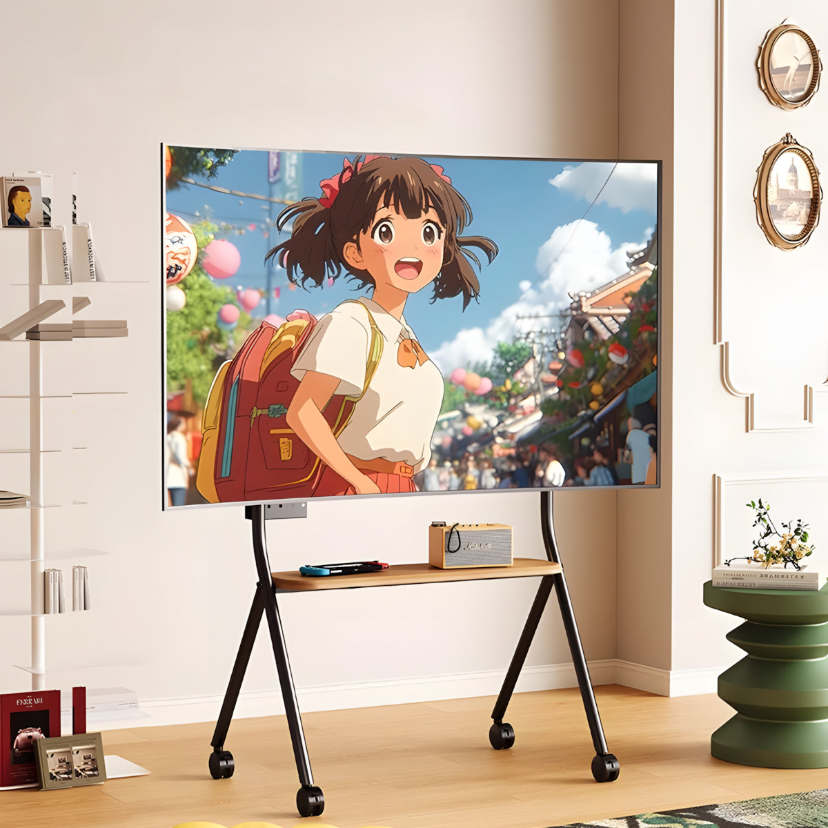 金属フレーム 頑丈 安定性 キャスター ストッパー付き 高さ調節 物置台 テレビボード モニタースタンド コンパクト 洗練 実用 DSG-C085