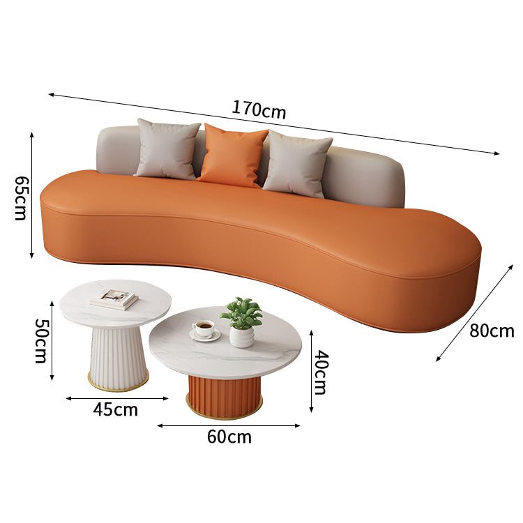 弧状 フランネル生地 なめらか 広い座面 センターテーブル ウレタン充填 ソファ 応接ソファ セット 柔らか 快適 心地よい 上質 グレー カスタマイズ可能 JDSF-C005