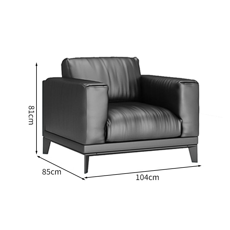 カウレザー 滑らか 高密度ウレタン 柔らか 弾力性 スチール脚 頑丈 耐荷重 ソファ 応接ソファ シンプル 快適 ブラック カスタマイズ可能 JDSF-C007