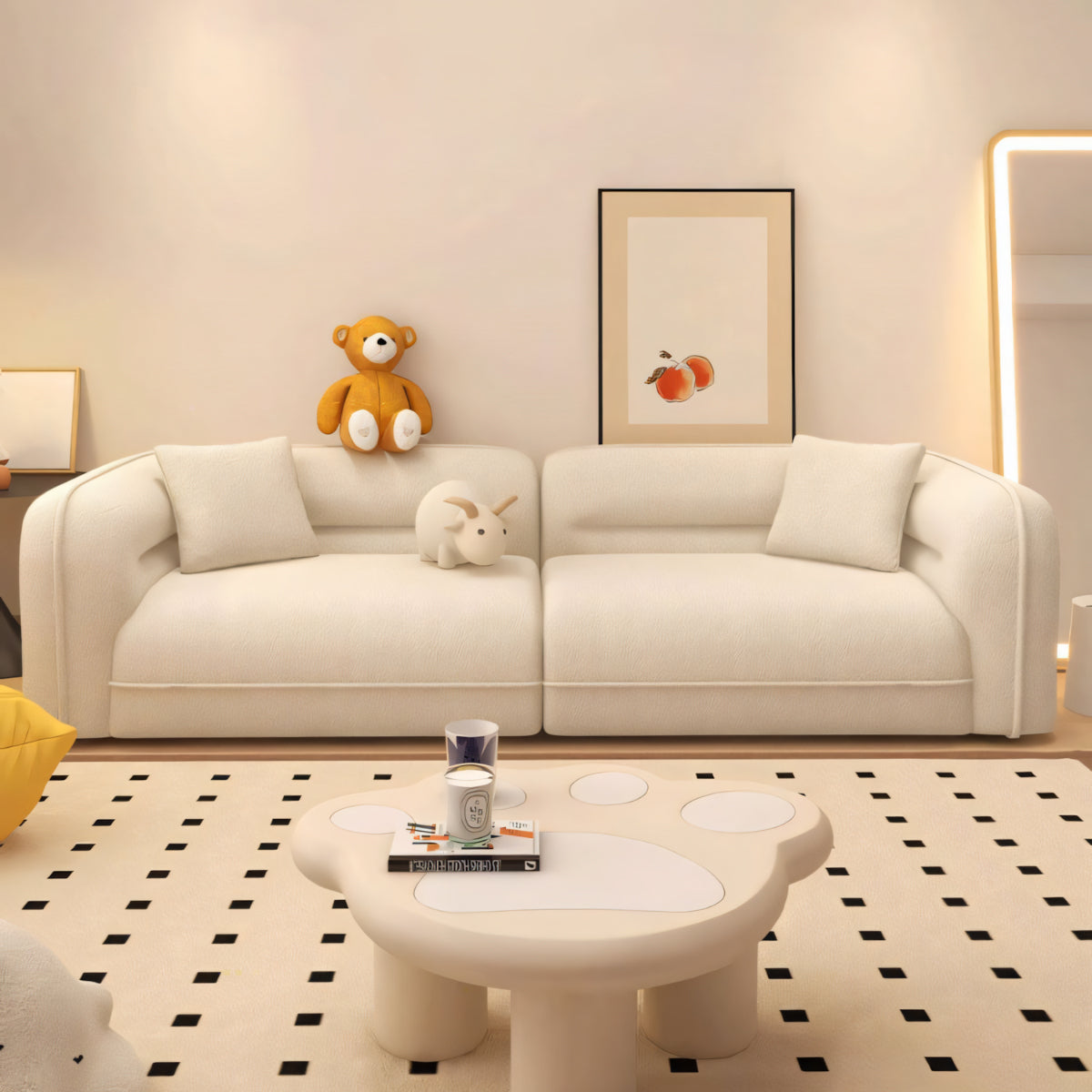 広い座面 ゆとり 高反発ウレタン 丸み シェルパ生地 人間工学 天然木フレーム ソファ 応接ソファ 高級感 上品 シック 快適 JDSF-C009