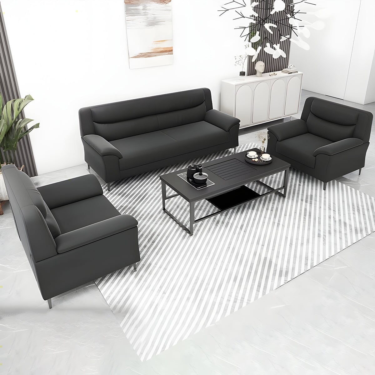 高反発ウレタン 弾力性 肉厚 ボリューム感 天然木枠組み 合成皮革 アルミ合金脚 応接ソファ ソファ 応接間 重厚さ 高級感 モダン 上質 カスタマイズ可能 JDSF-C058 chickagu