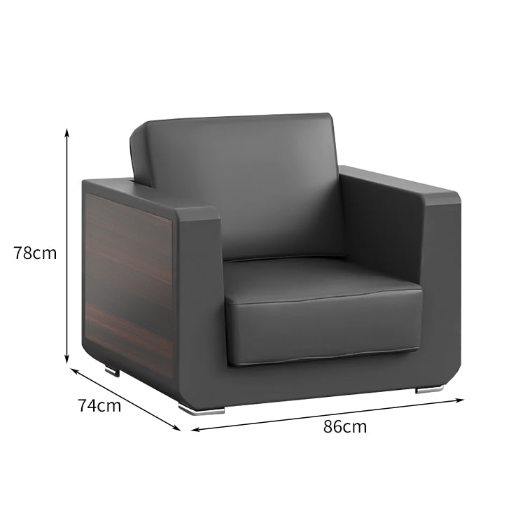 木目調 落ち着き アームレスト 高め 高反発ウレタン 弾力性 柔らか 快適 PUレザー スチール脚 ソファ 応接ソファ 穏やか 重厚 上品 カスタマイズ可能 JDSF-C062