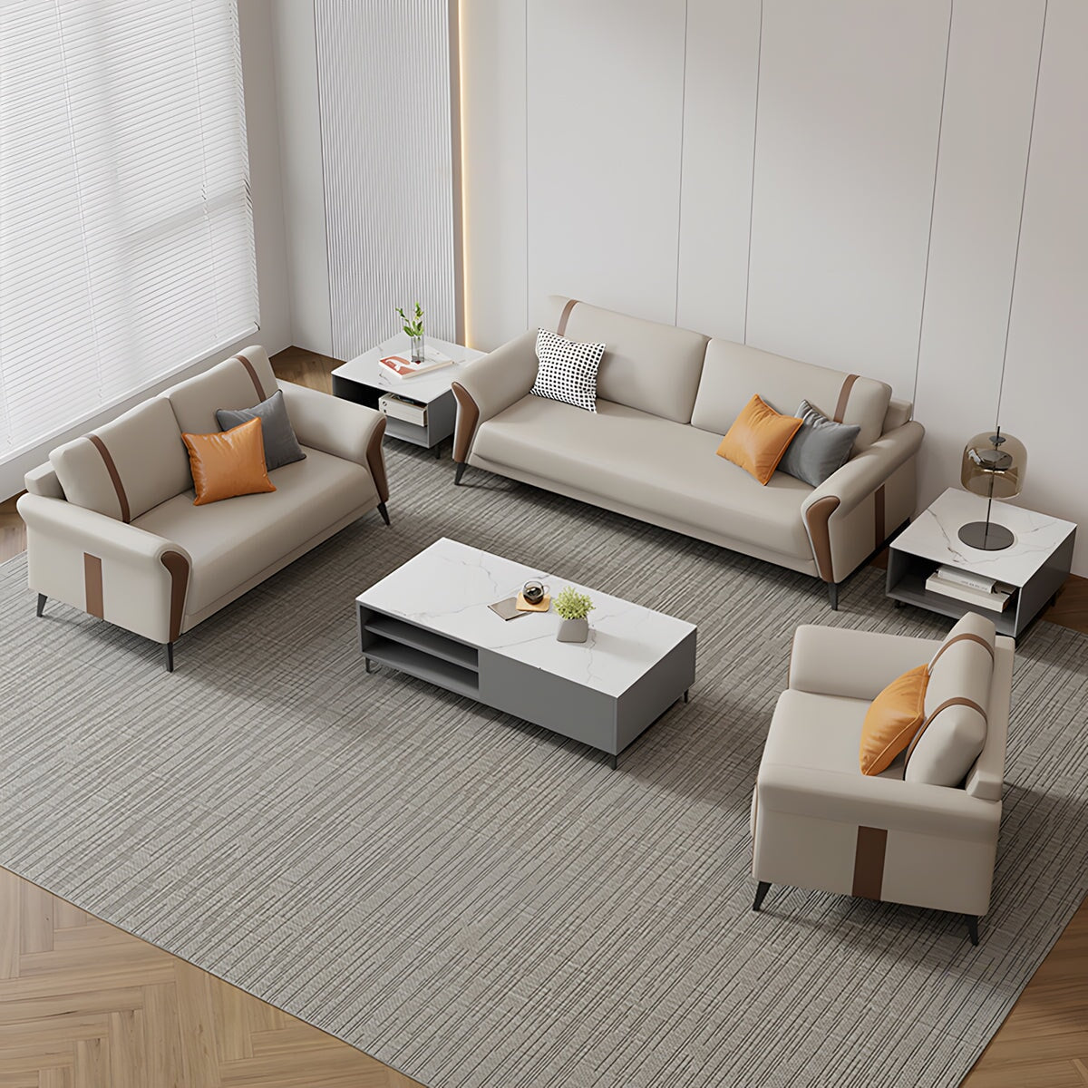 合成皮革 なめらか 高反発ウレタン 弾力性 柔らか 人間工学 フィット感 炭素鋼脚 ソファ 応接ソファ シンプル モダン 多用途 カスタマイズ可能 JDSF-C065