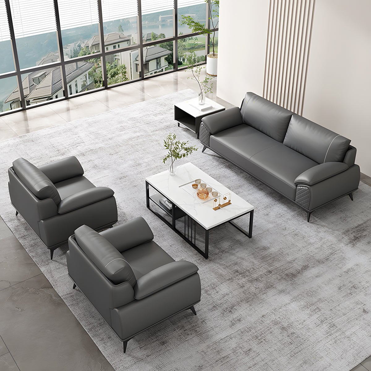 耐久性 天然木 合成皮革 肘掛け 高密度ウレタン 弾力性 復元力 炭素鋼脚 人間工学 ソファ 応接ソファ 上質 落ち着き 快適 カスタマイズ可能 JDSF-C070