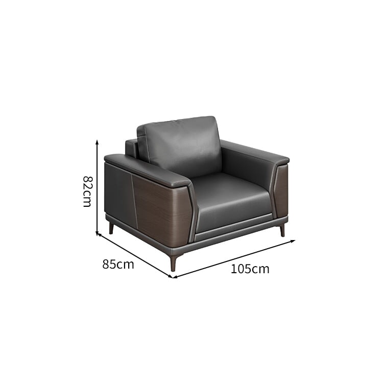 頑丈 合成皮革 炭素鋼脚 天然木 高密度ウレタン 弾力性 柔らか 木目調 落ち着き 快適 グレー ソファ 応接ソファ カスタマイズ可能 JDSF-C071