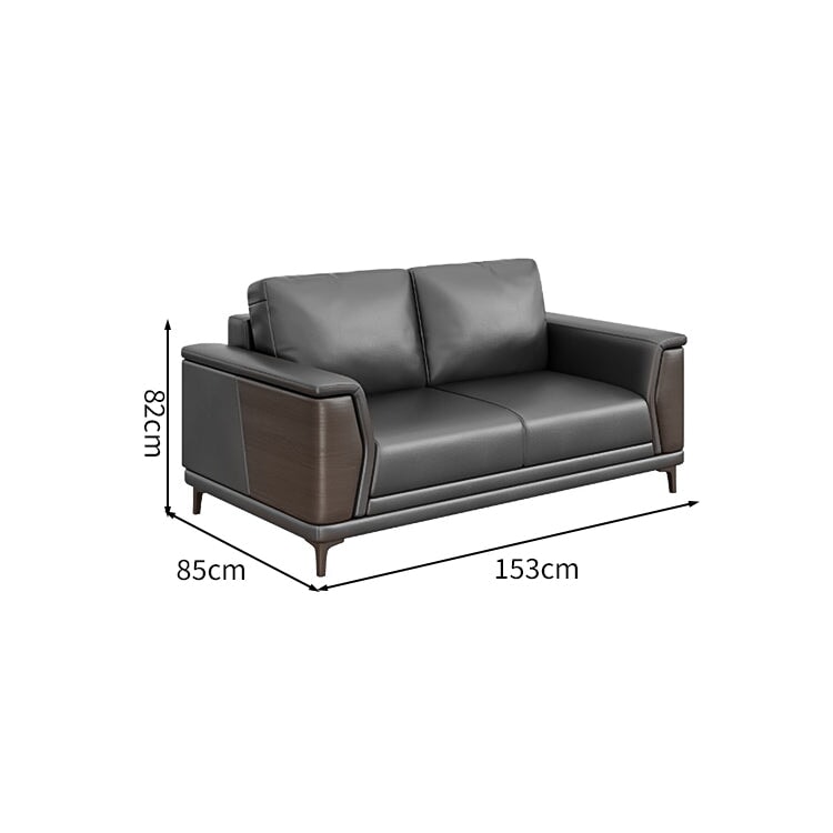 頑丈 合成皮革 炭素鋼脚 天然木 高密度ウレタン 弾力性 柔らか 木目調 落ち着き 快適 グレー ソファ 応接ソファ カスタマイズ可能 JDSF-C071