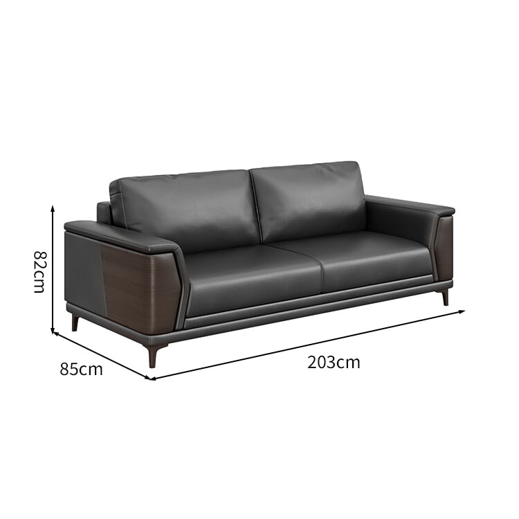 頑丈 合成皮革 炭素鋼脚 天然木 高密度ウレタン 弾力性 柔らか 木目調 落ち着き 快適 グレー ソファ 応接ソファ カスタマイズ可能 JDSF-C071