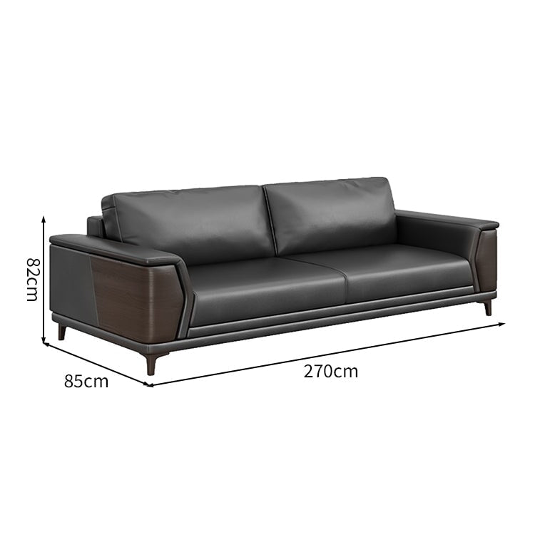 頑丈 合成皮革 炭素鋼脚 天然木 高密度ウレタン 弾力性 柔らか 木目調 落ち着き 快適 グレー ソファ 応接ソファ カスタマイズ可能 JDSF-C071