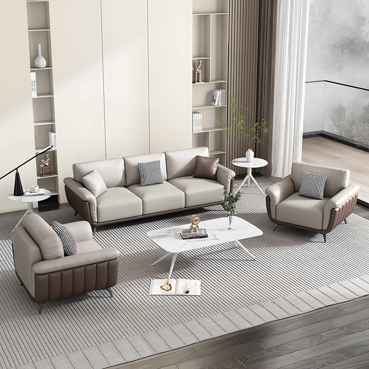 人間工学 フィット感 天然木フレーム 合成皮革 高密度ウレタン 炭素鋼脚 ソファ 応接ソファ 三人掛け 厚み 心地よい カスタマイズ可能 JDSF-C073