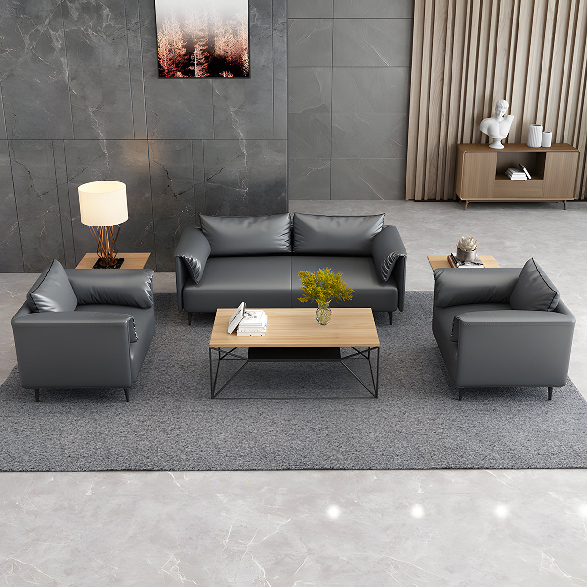 高反発ウレタン シリコンフィル 柔らか 弾力性 合成皮革 なめらか 天然木フレーム 安定性 ソファ 応接ソファ 厚み 落ち着き 快適 カスタマイズ可能 JDSF-C076