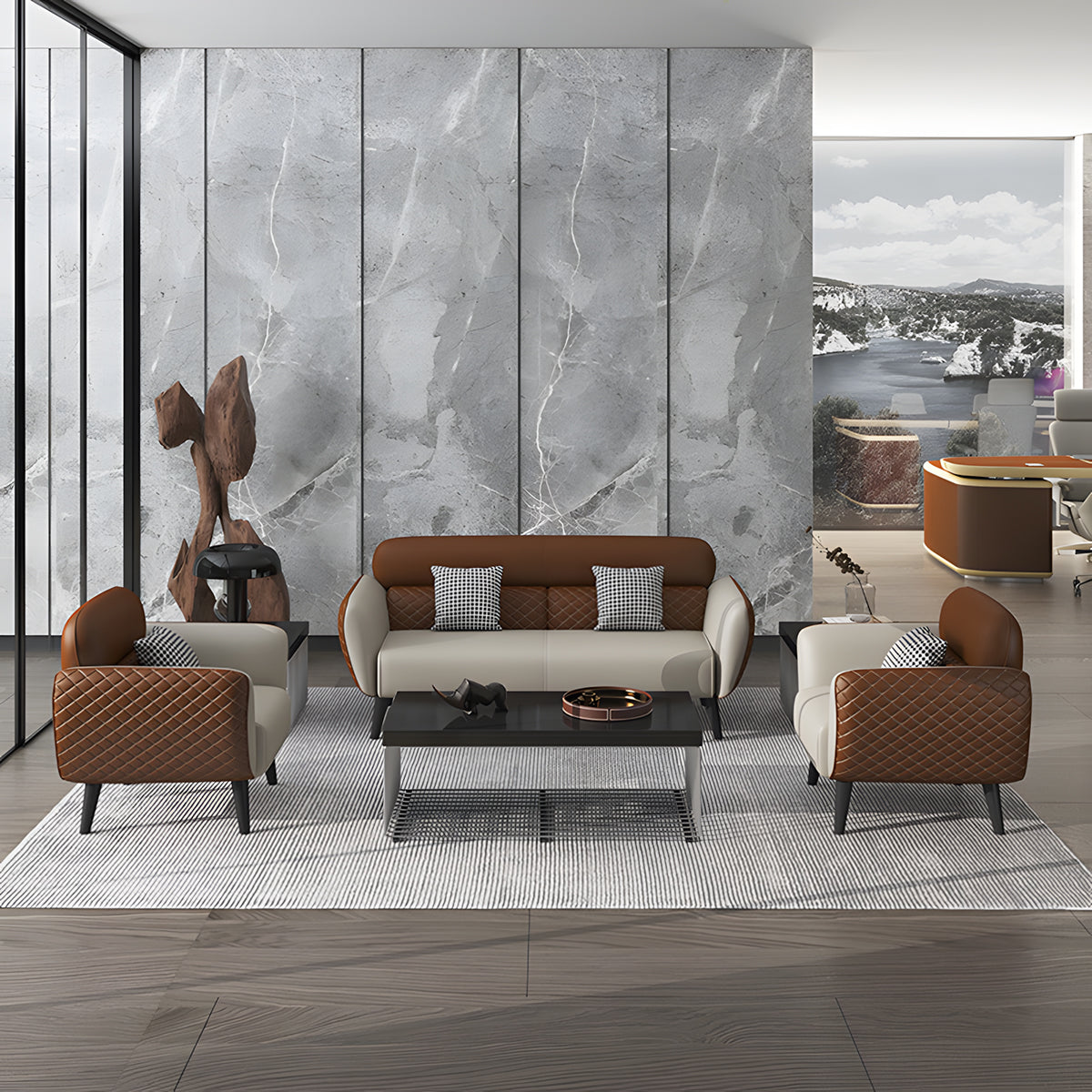 人間工学 フィット感 天然木フレーム 高密度ウレタン 弾力性 合成皮革 ダイヤステッチ ソファ 応接ソファ 落ち着き 上質 快適 カスタマイズ可能 JDSF-C077