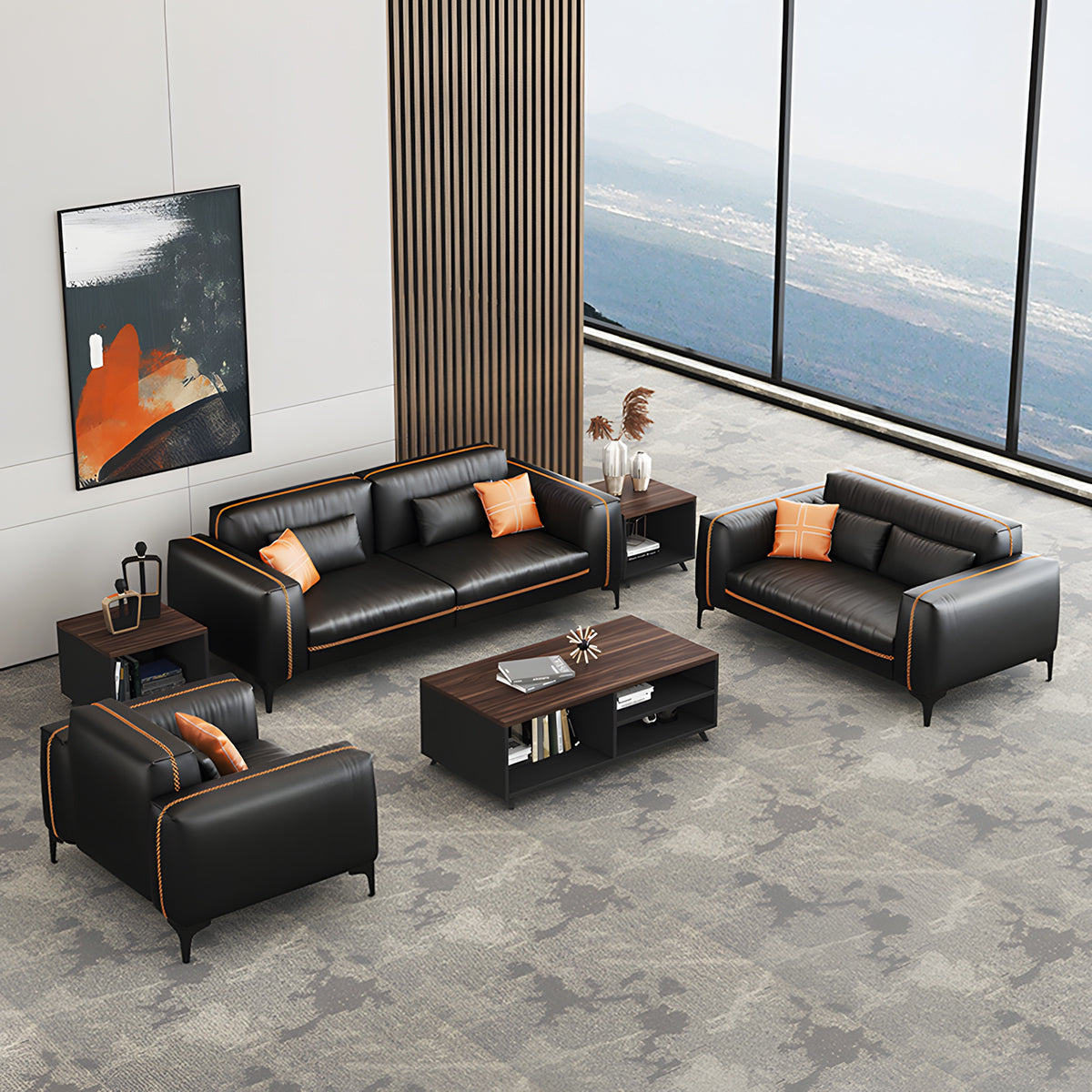 スチール脚 合成皮革 シリコンフィル 天然木 頑丈 人間工学 フィット感 腰当て 応接ソファ ソファ 落ち着き 厚み 快適 心地よい カスタマイズ可能 JDSF-C078