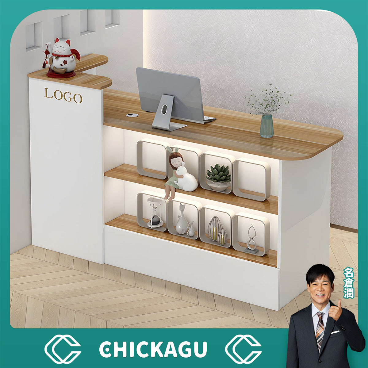店舗カウンター＆レジ　セット 展示棚,受付台,レジカウンター,店舗用,コンビニ,オープン収納,鍵ロック