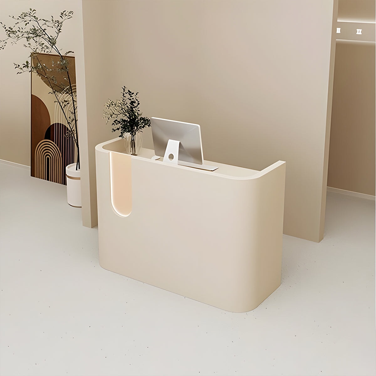 木製受付カウンター レセプションデスク レジカウンター 受付カウンター エントランス受付 業務用 会社用 収納機能 ロゴ入れ可能 シンプル ホワイト カスタマイズ CHICKAGU