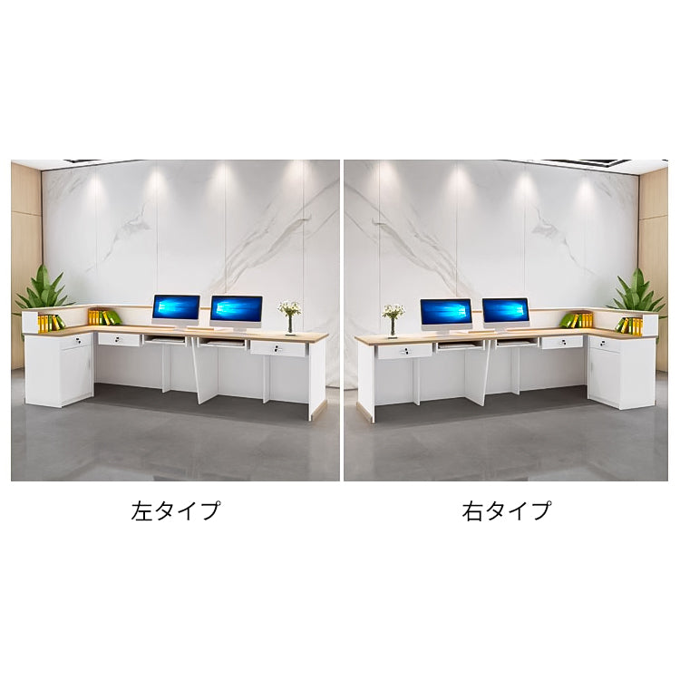 マーブル模様 間仕切り 鍵付き引き出し キーボードトレイ付き キャビネット おしゃれ 受付カウンター 受付台 レジカウンター カウンター グレー カスタマイズ可能 JDT-C046