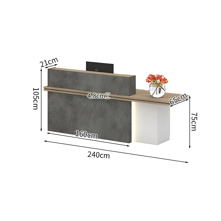 エコ板材 分厚い天板 重厚感 上部天板 LEDライト 扉付き収納 大容量 マルチカラー 受付カウンター カウンター 洗練 機能的 モダン ホワイト カスタマイズ可能 JDT-K-008