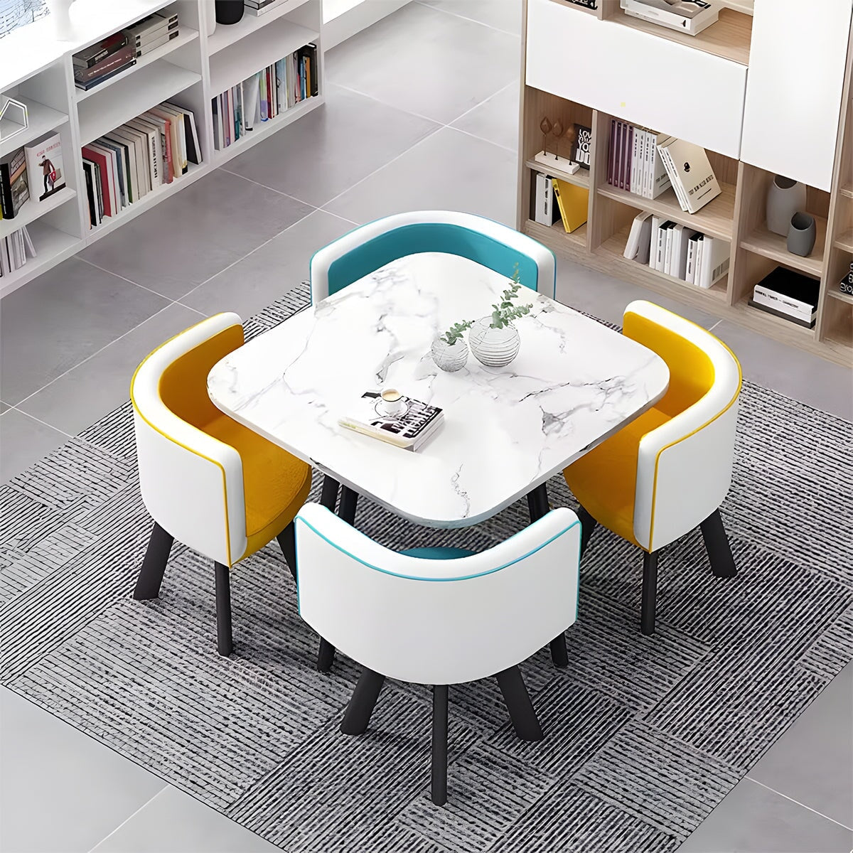 スチールフレーム 高耐荷重 安定性 R仕上げ コットンリネン 通気性 テーブル チェア セット 応接用 シンプル 簡素 カスタマイズ可能 JDZH-A408 chickagu