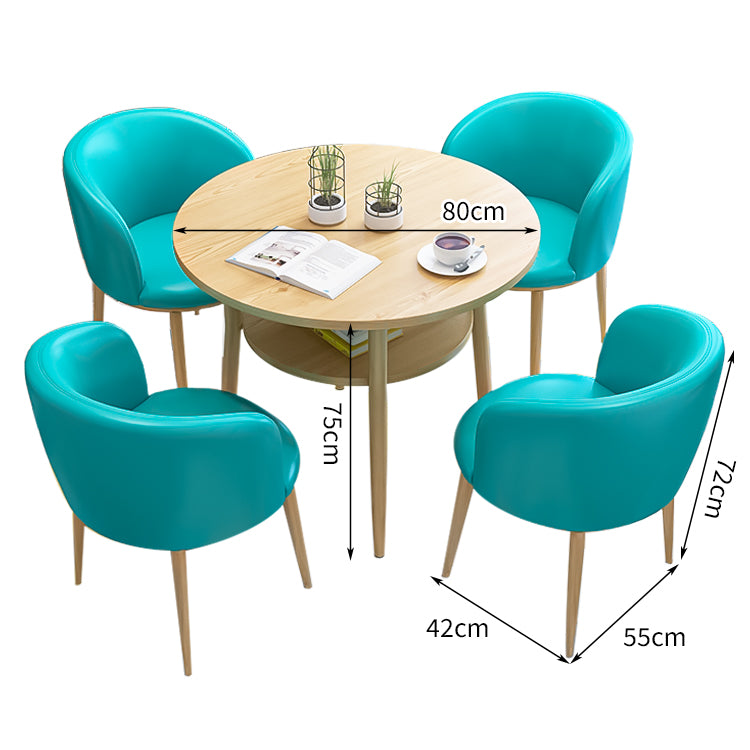 丸型天板 棚付き メラミン化粧板 アイアン脚 頑丈 高反発ウレタン 柔らか 応接セット テーブル チェア シンプル ミニマル 木目調 カスタマイズ可能 JDZH-C005