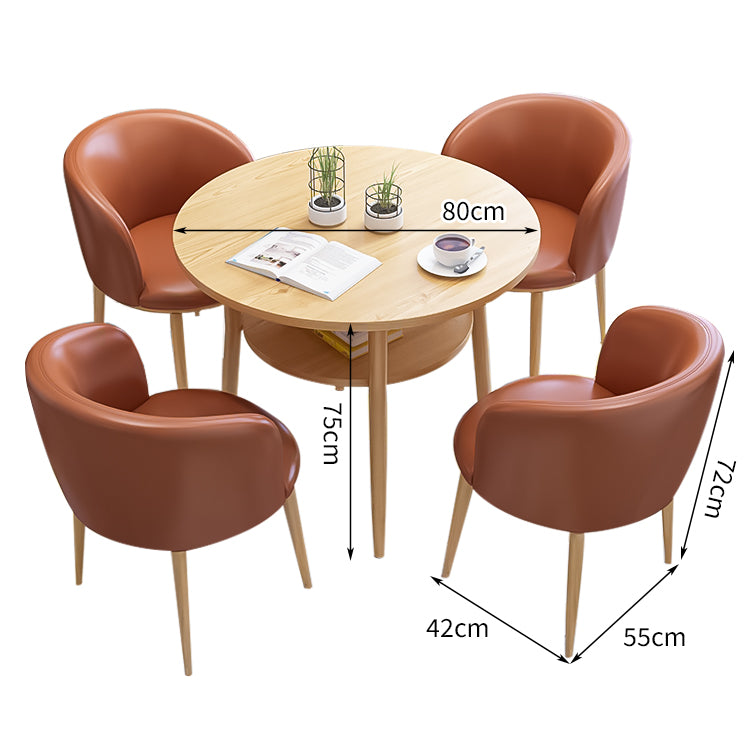 丸型天板 棚付き メラミン化粧板 アイアン脚 頑丈 高反発ウレタン 柔らか 応接セット テーブル チェア シンプル ミニマル 木目調 カスタマイズ可能 JDZH-C005