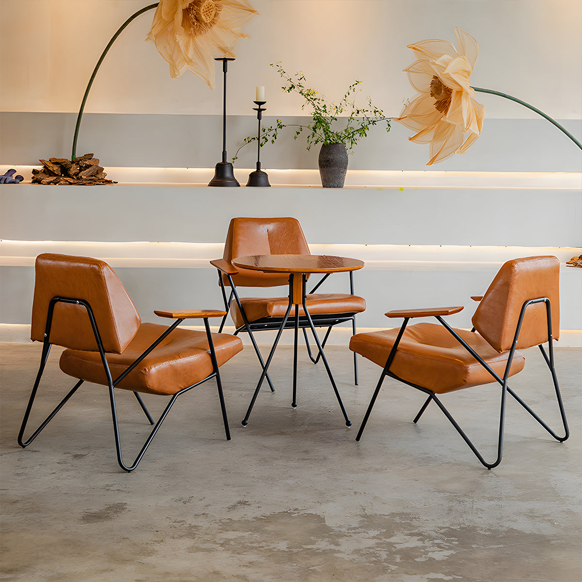 ラバーウッド材 天然木 ぬくもり 高反発ウレタン 弾力性 柔らか PUレザー テーブル チェア 応接セット 落ち着き 木目調 ヴィンテージ感 JDZH-C010