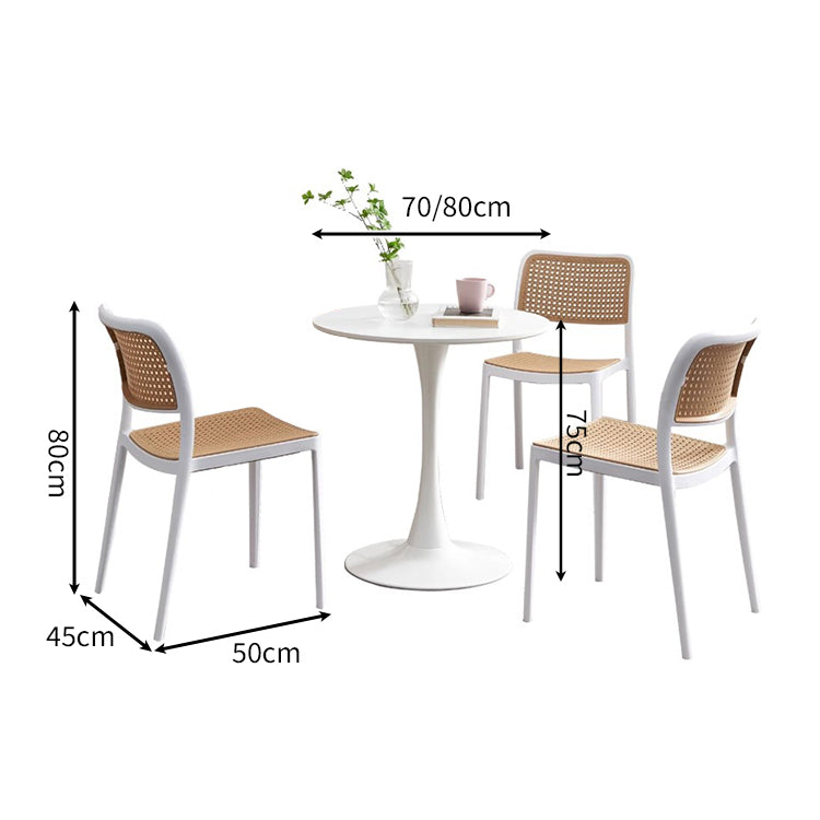 ラタン編み スタッキング R仕上げ ポリプロピレン 頑丈 丸型 金属ベース 応接セット テーブル チェア シンプル 洗練 カジュアル ホワイト カスタマイズ可能 JDZH-C018