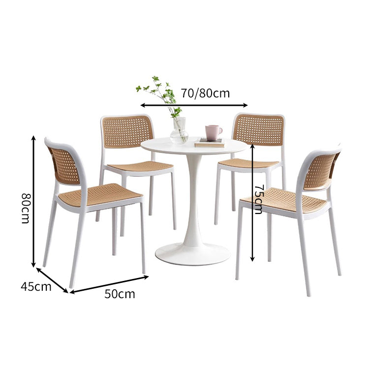 ラタン編み スタッキング R仕上げ ポリプロピレン 頑丈 丸型 金属ベース 応接セット テーブル チェア シンプル 洗練 カジュアル ホワイト カスタマイズ可能 JDZH-C018