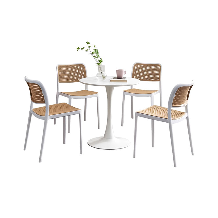 ラタン編み スタッキング R仕上げ ポリプロピレン 頑丈 丸型 金属ベース 応接セット テーブル チェア シンプル 洗練 カジュアル ホワイト カスタマイズ可能 JDZH-C018