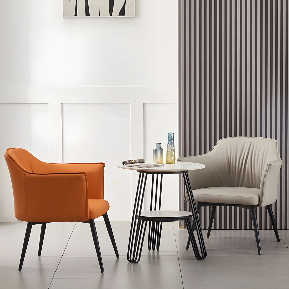 レザー なめらか 耐水性 高反発ウレタン 弾力性 柔らか 金属脚 安定性 チェア 応接用 ダイニング シンプル モダン 快適 JDZH-C022