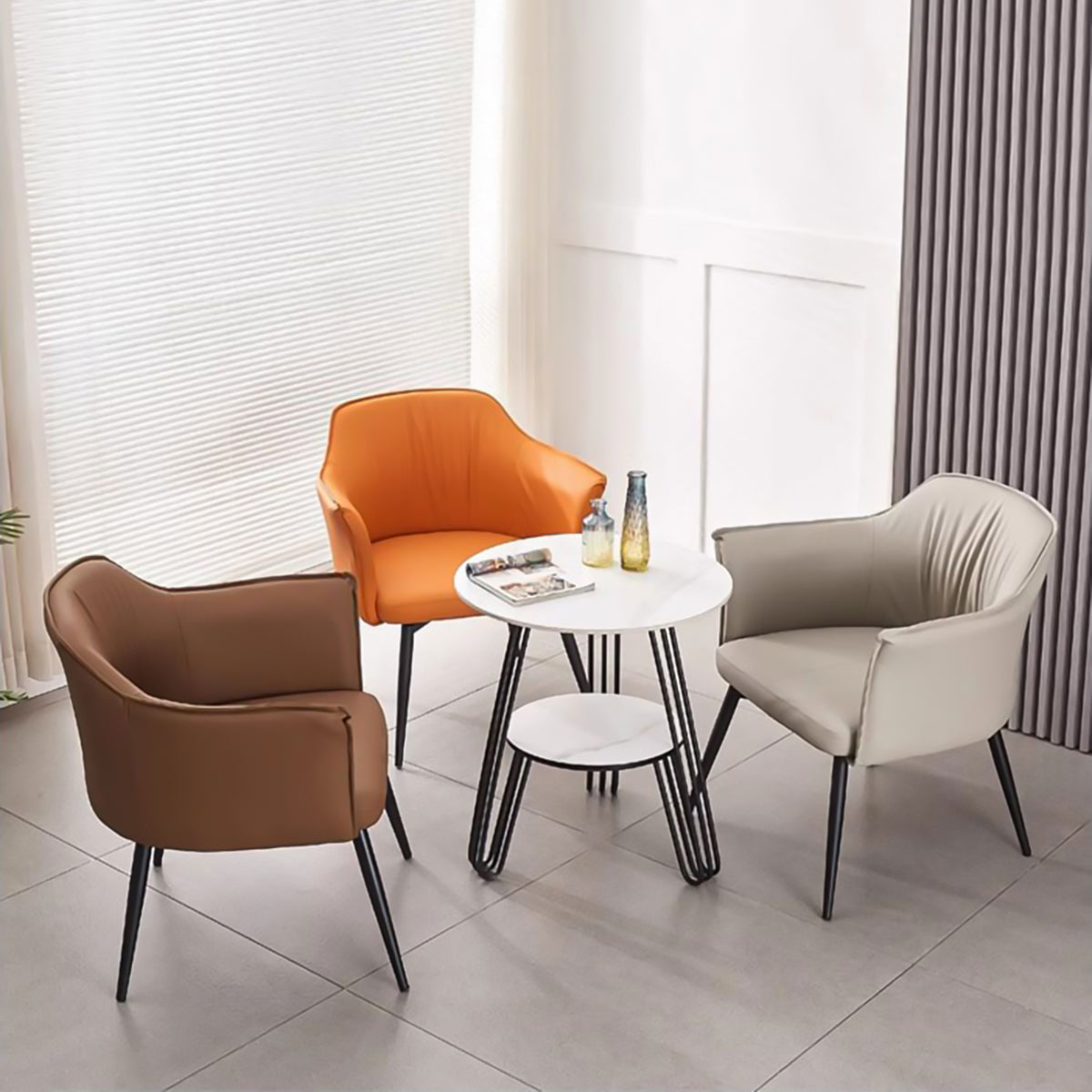 レザー なめらか 耐水性 高反発ウレタン 弾力性 柔らか 金属脚 安定性 チェア 応接用 ダイニング シンプル モダン 快適 JDZH-C022