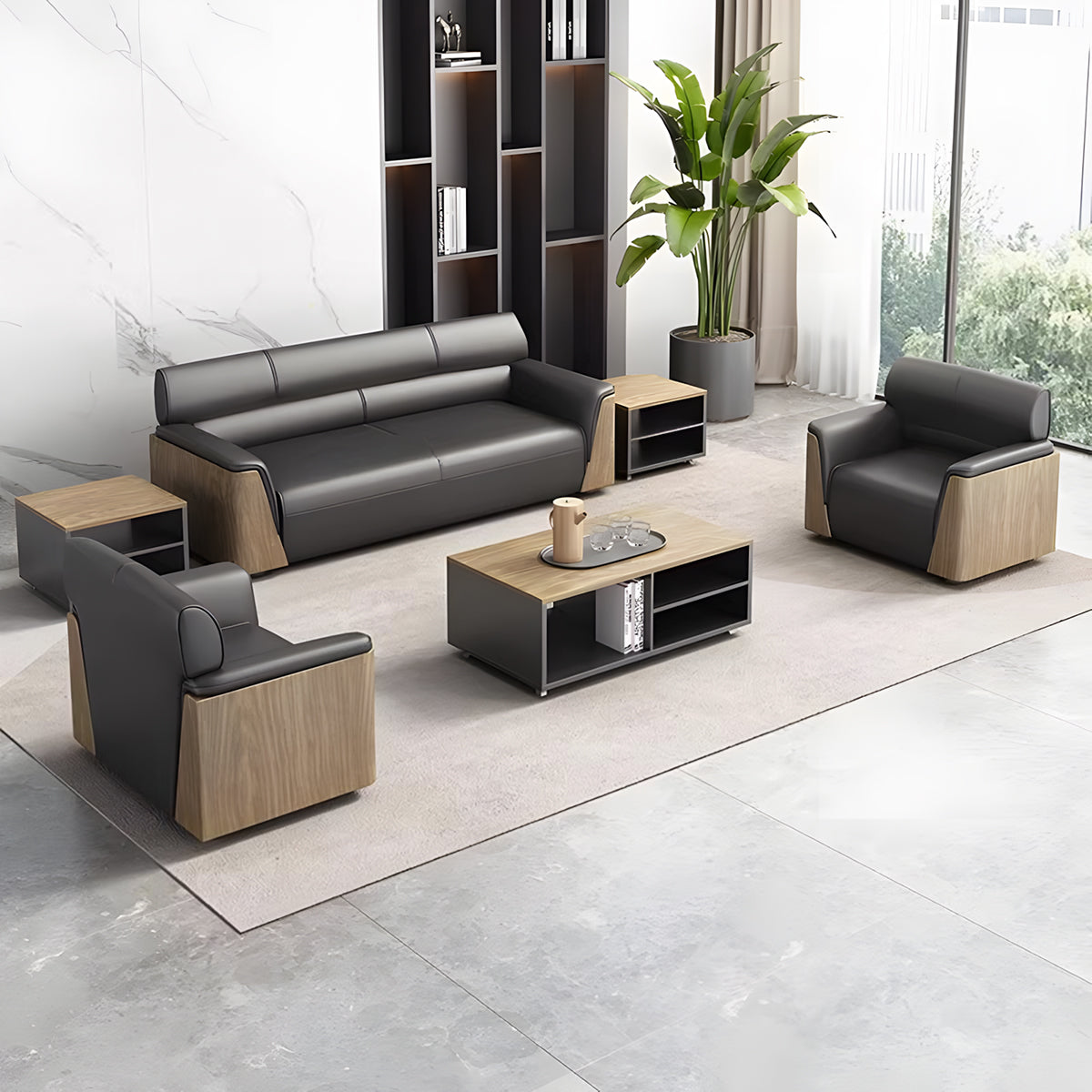 高反発ウレタン 弾力性 柔らか 天然木フレーム 安定性 バイカラーデザイン 木目調 ソファ 応接ソファ 落ち着き 快適 心地よい カスタマイズ可能 JDZH-C028