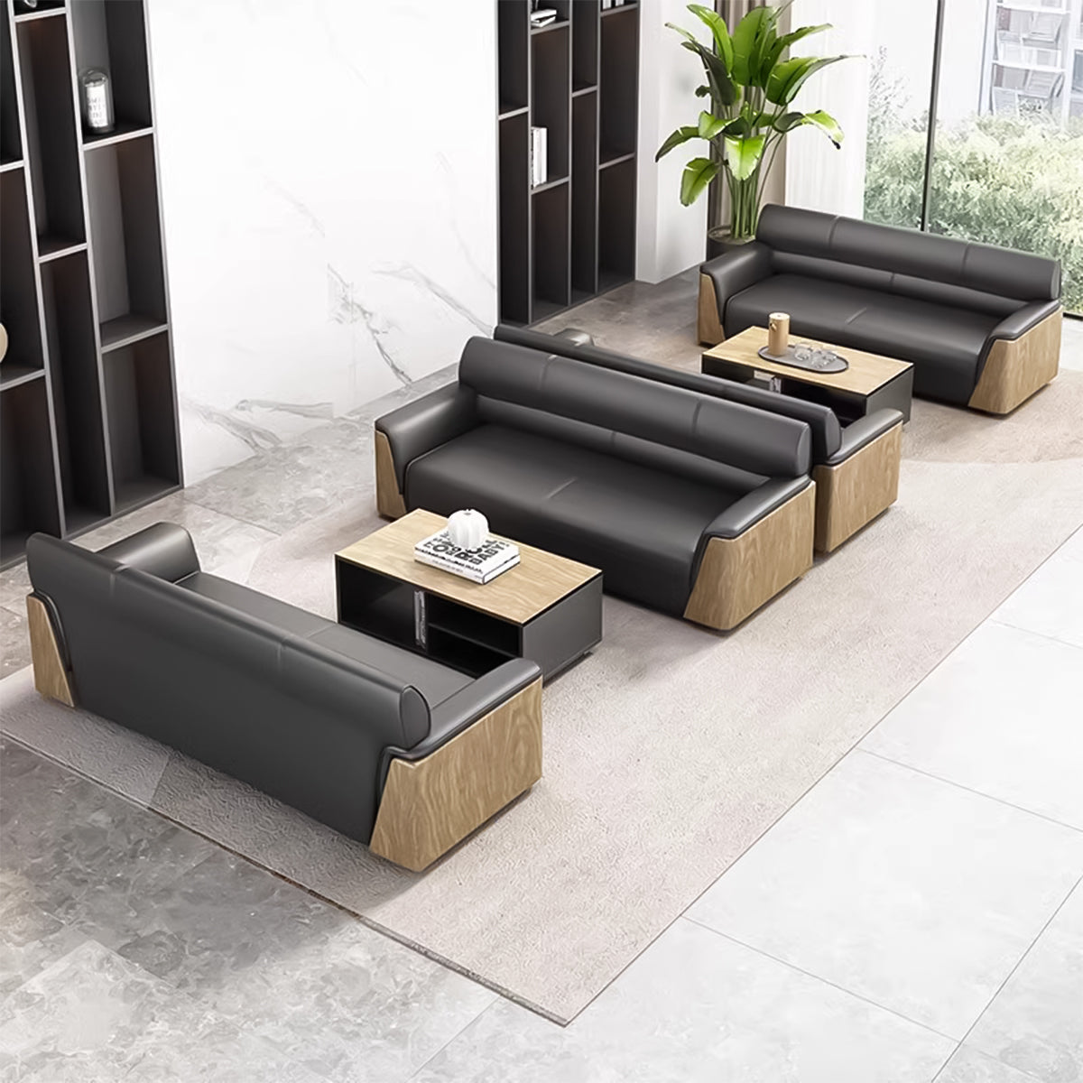 高反発ウレタン 弾力性 柔らか 天然木フレーム 安定性 バイカラーデザイン 木目調 ソファ 応接ソファ 落ち着き 快適 心地よい カスタマイズ可能 JDZH-C028