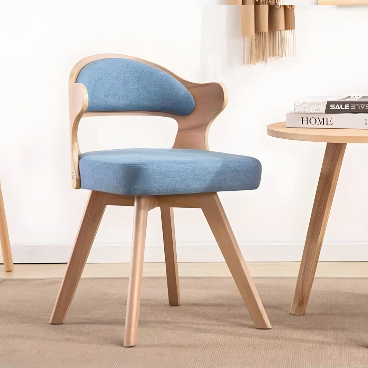 コットンリネン生地 天然木脚 八の字構造 U字型 フィット感 高反発ウレタン 弾力性 柔らか チェア 椅子 シンプル ナチュラル 穏やか JDZH-C036